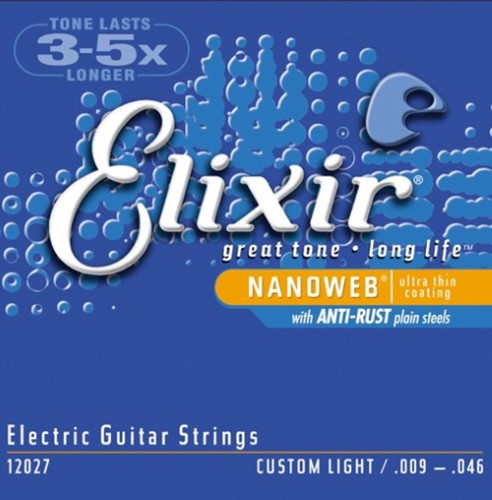 [12027] Elixir 12027 Custom Light Electric Guitar Strings with NANOWEB Coating